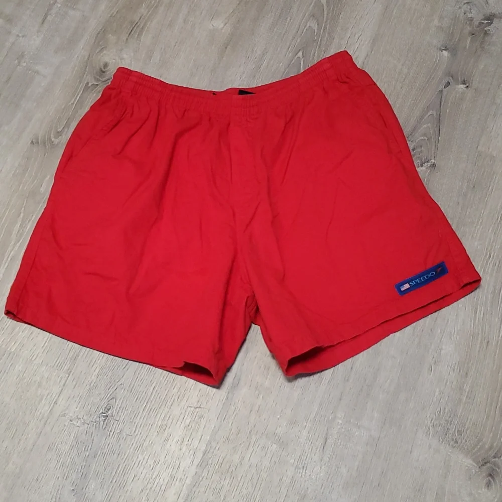 Vintage Speedo red cotton athletic shorts men size XL